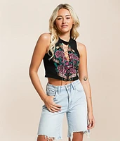 Sacred Sermon Lace-Up Cropped Tank Top
