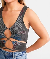 Rock & Roll Cut-Out Cropped Tank Top