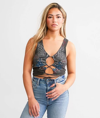 Rock & Roll Cut-Out Cropped Tank Top