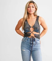 Rock & Roll Cut-Out Cropped Tank Top