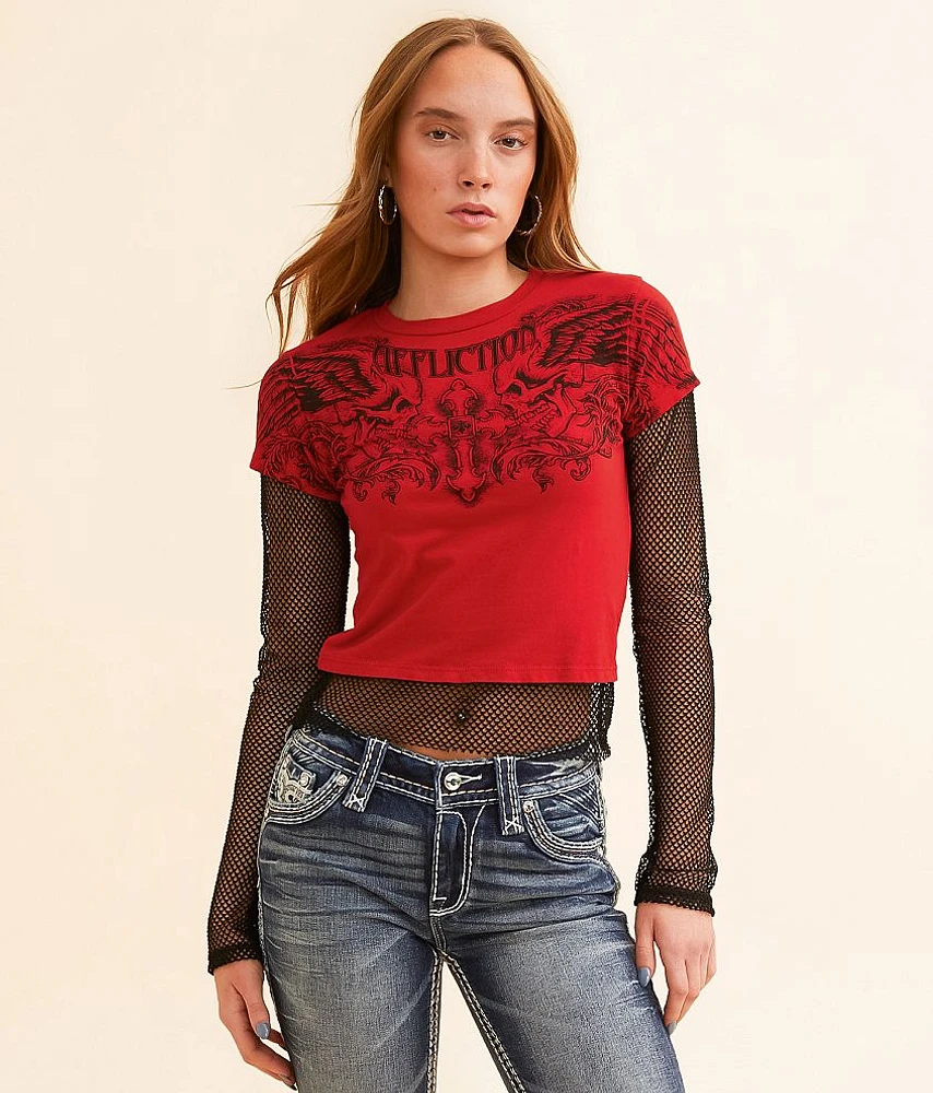 Affliction Winged Up Cropped T-Shirt