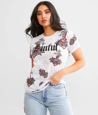 Sinful Sacred Heart Roses T-Shirt