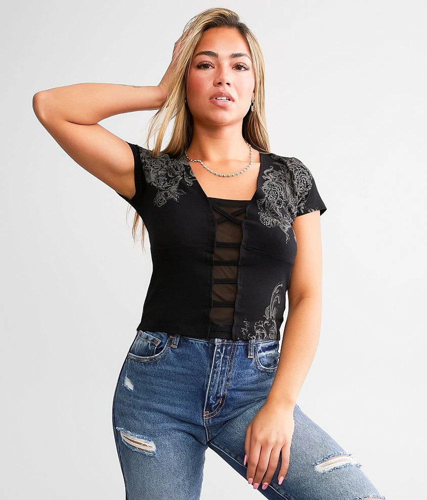 Beauty Lace-Up Cropped Top