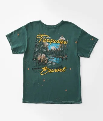 Girls - American Highway Turquoise Sunset T-Shirt