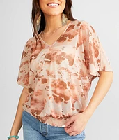 Cow Print Mesh Top