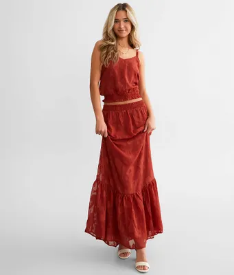 Willow & Root Floral Jacquard Maxi Skirt