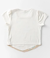 Girls - Granny Square Overlay T-Shirt