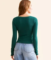 Ribbed Lace Trim Top