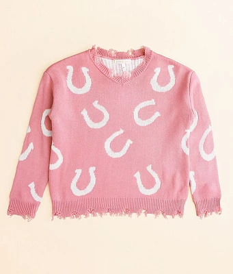 Girls - Destructed Horseshoe Sweater