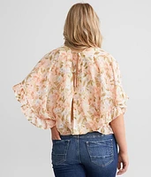 Floral Chiffon Swiss Dot Top