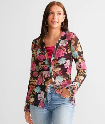 Willow & Root Floral Mesh Blouse