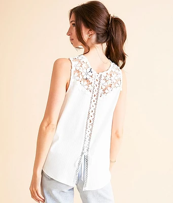 Daytrip Floral Crochet Lace-Up Tank Top