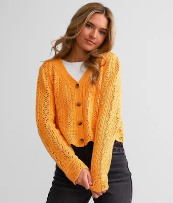 Willow & Root Pointelle Cropped Cardigan Sweater