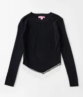 Girls - Say What? Rhinestone Fringe Sweater