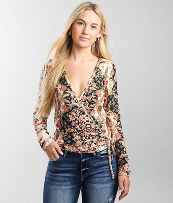 Willow & Root Floral Surplice Top