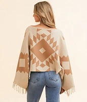 Sunset Chic Cropped Poncho Sweater
