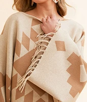 Sunset Chic Cropped Poncho Sweater