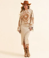 Sunset Chic Cropped Poncho Sweater