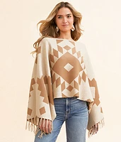 Sunset Chic Cropped Poncho Sweater