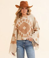 Sunset Chic Cropped Poncho Sweater