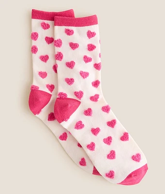 BKE Fuzzy Heart Socks