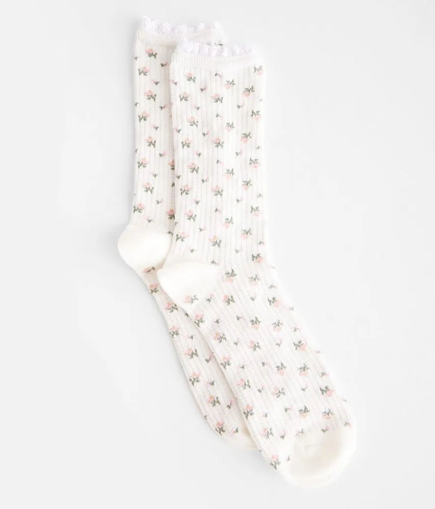 BKE Floral Waffle Socks