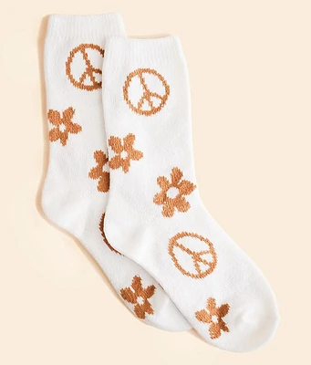 BKE Floral Peace Boot Socks