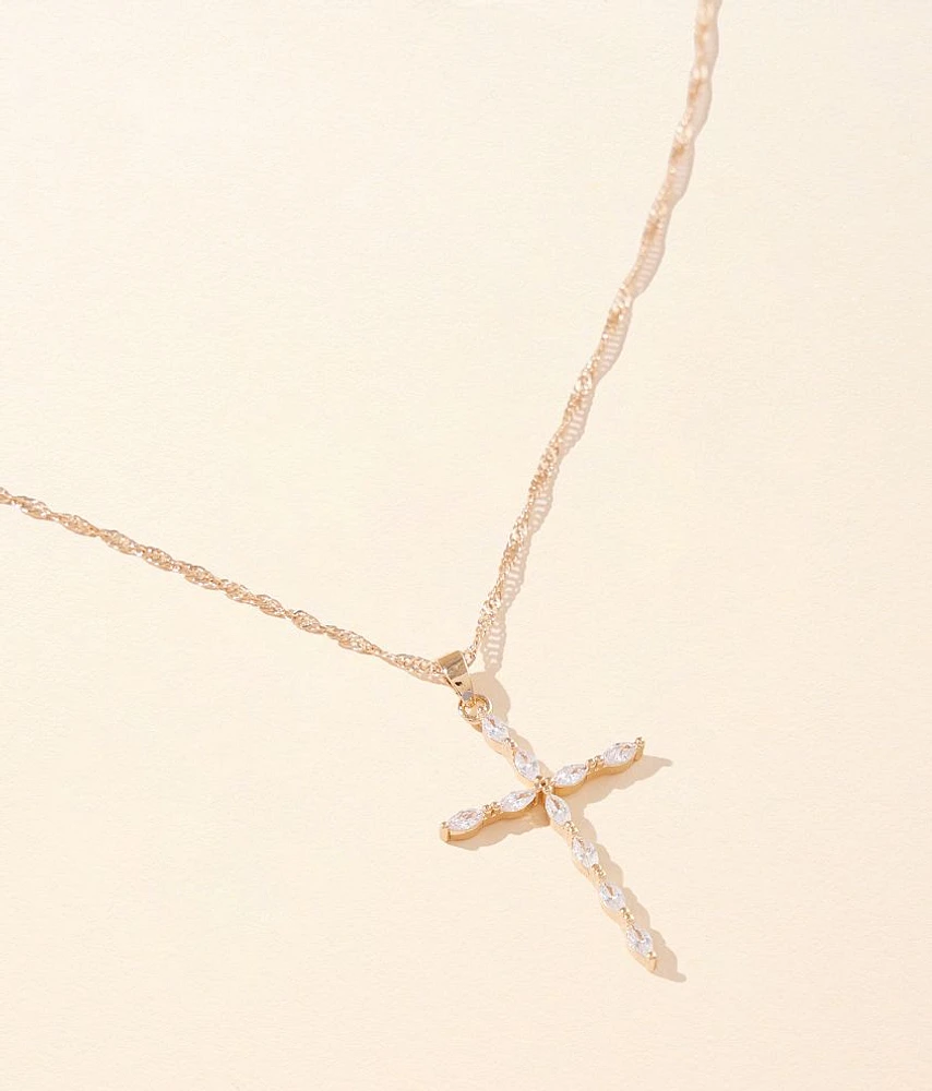 boutique by BKE Glitz Cross Necklace