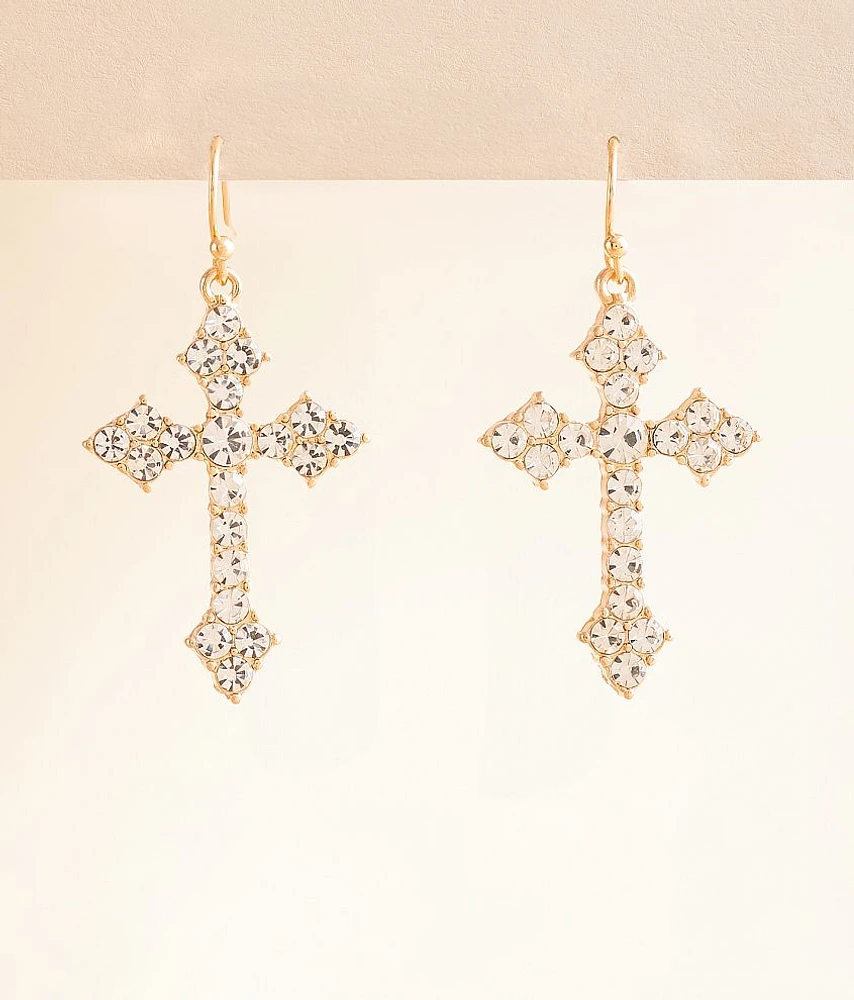 boutique by BKE Glitz Cross Drop Earring