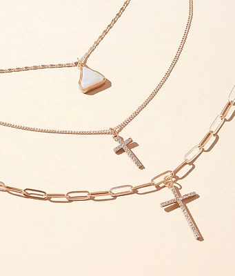 boutique by BKE 3 Pack Cross Necklace Set