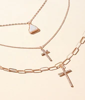 boutique by BKE 3 Pack Cross Necklace Set