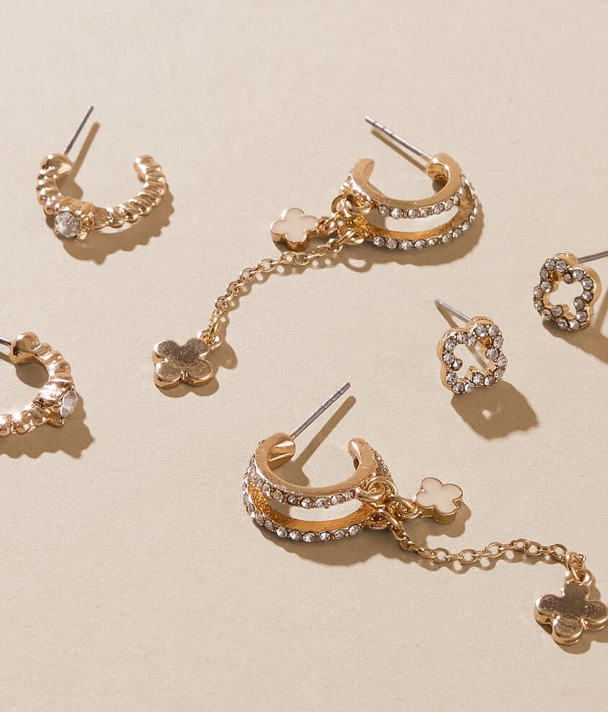 3 Pack Clover Earring Set
