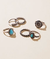 6 Pack Turquoise Ring Set
