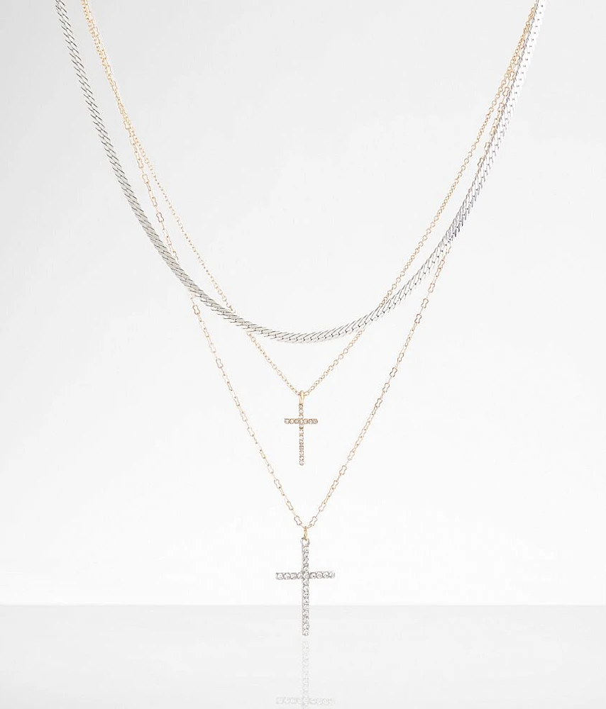 Tiered Double Cross Necklace