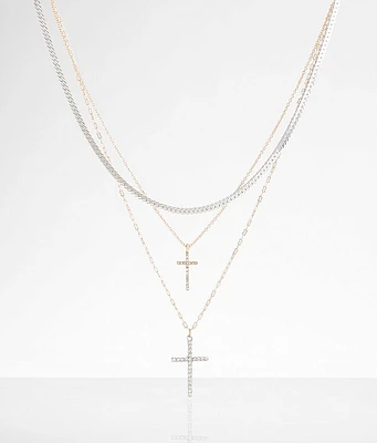 Tiered Double Cross Necklace