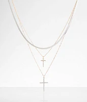 Tiered Double Cross Necklace