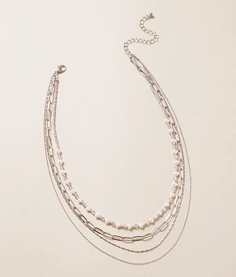 Faux Pearl Tiered Necklace
