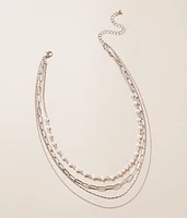 Faux Pearl Tiered Necklace