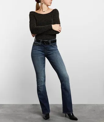 Buckle Black Curvy Mid-Rise Boot Stretch Jean