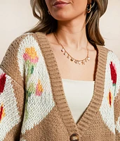 Floral Patchwork Cardigan Sweater