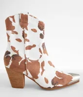 Beast Fashion Dakota Cow Print Western Ankle Boot