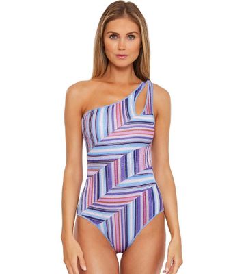 Becca South Coast Metallic Striped Swimsuit