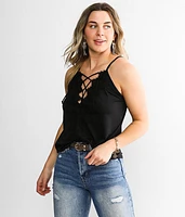 Lace-Up Flowy Tank Top