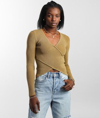 Gilded Intent Ribbed Surplice Cropped Top