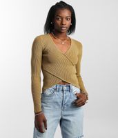 Gilded Intent Ribbed Surplice Cropped Top