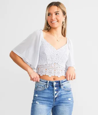 Willow & Root Eyelash Crochet Cropped Top