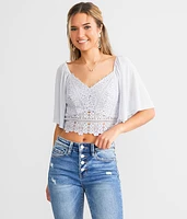 Eyelash Crochet Cropped Top