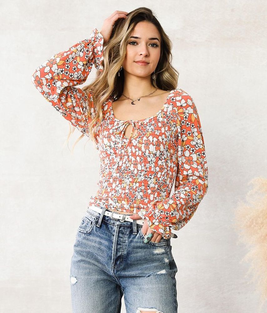 Willow & Root Floral Smocked Top