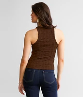 Ruched High Neck Tank Top