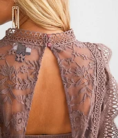 Open Back Tie Crochet Top